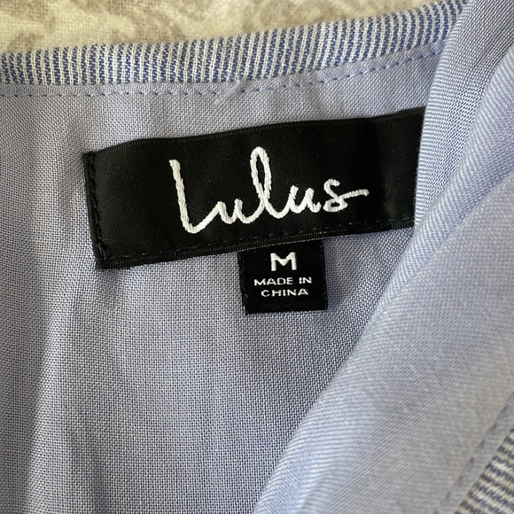 Lulus Yacht Blue and Striped White Off-the-Shoulder Midi Dress size medium - Picture 6 of 8